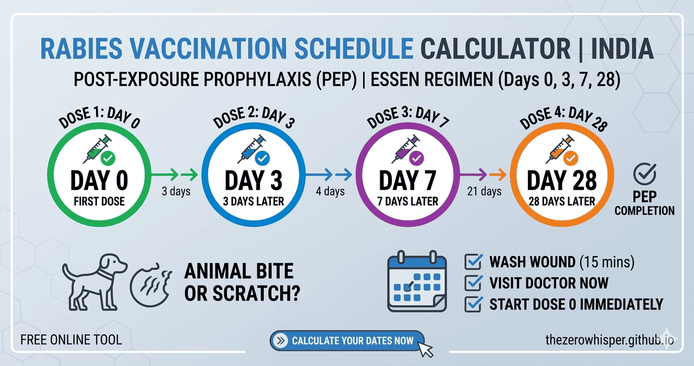 Rabies Vaccination Schedule Calculator | ARV Dates India | Dog Bite 0,3 ...
